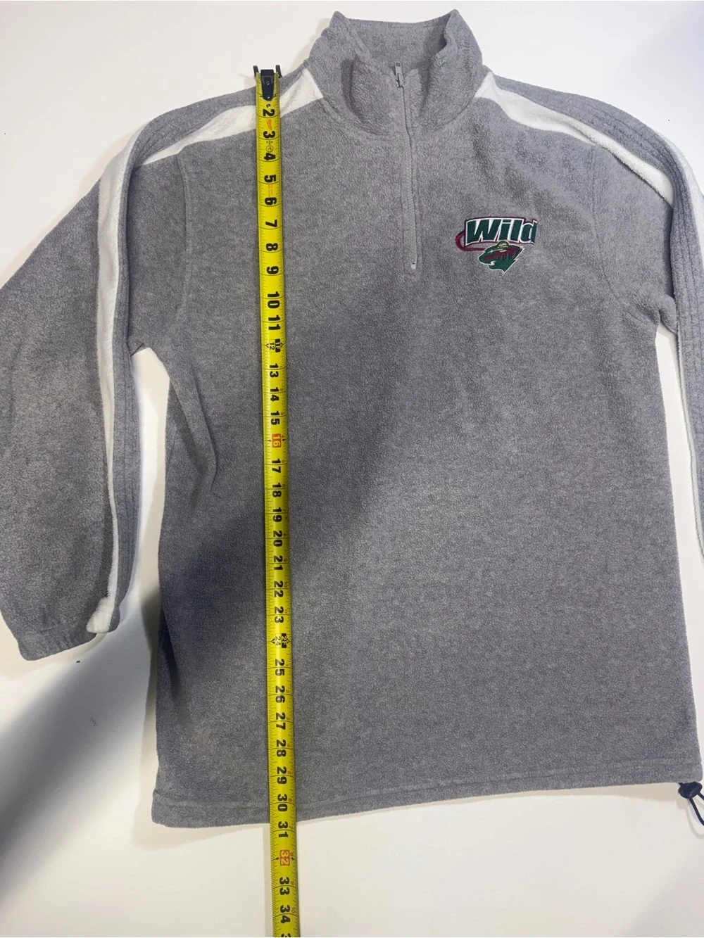 Active Basic Gray Quarter-Zip Fleece Pullover with White Stripes - Picture 6 of 8